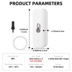 2026 New Tuya WiFi Humidity Temperature Sensor with External Probe Thermometer for Smart Home APP Monitoring for Refrigerator