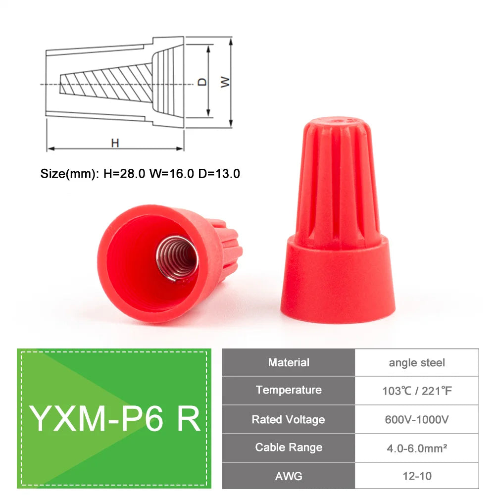 DIY GO 200PCS Quick Wire Connector Screw Cap Terminals, Electrical Equipment Connectors, Wire Connector Terminals, AWG 22-10