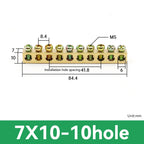 1 PCS Multi Specification Brass Ground Strip 5/6/7/8/9/10/12/15/20 Hole Brass Rod Grounding Terminal Ground Bar Terminal Strip
