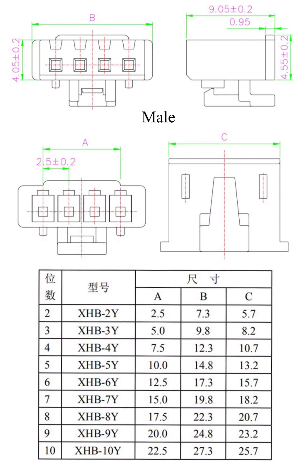 5/10pairs XHB2.54mm TJC3B Male Female wt Latch Air Docking 2P/3/4/5/6/7/8Pin Plug Socket 20cm 26AWG Wire Cable Connector