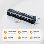 Screw Terminal Block TB Series Dual Row Barrier Strip 3/4/5/6/8/10/12P 15A 25A 45A 600V Panel Mount Electrical Wire Connector