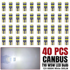 10/20/40 PCS CANBUS T10 W5W LED Bulb For Car Interior Dome Door Maps Trunk License Plate Lights 12V 4014-45SMD 6500K White 300LM