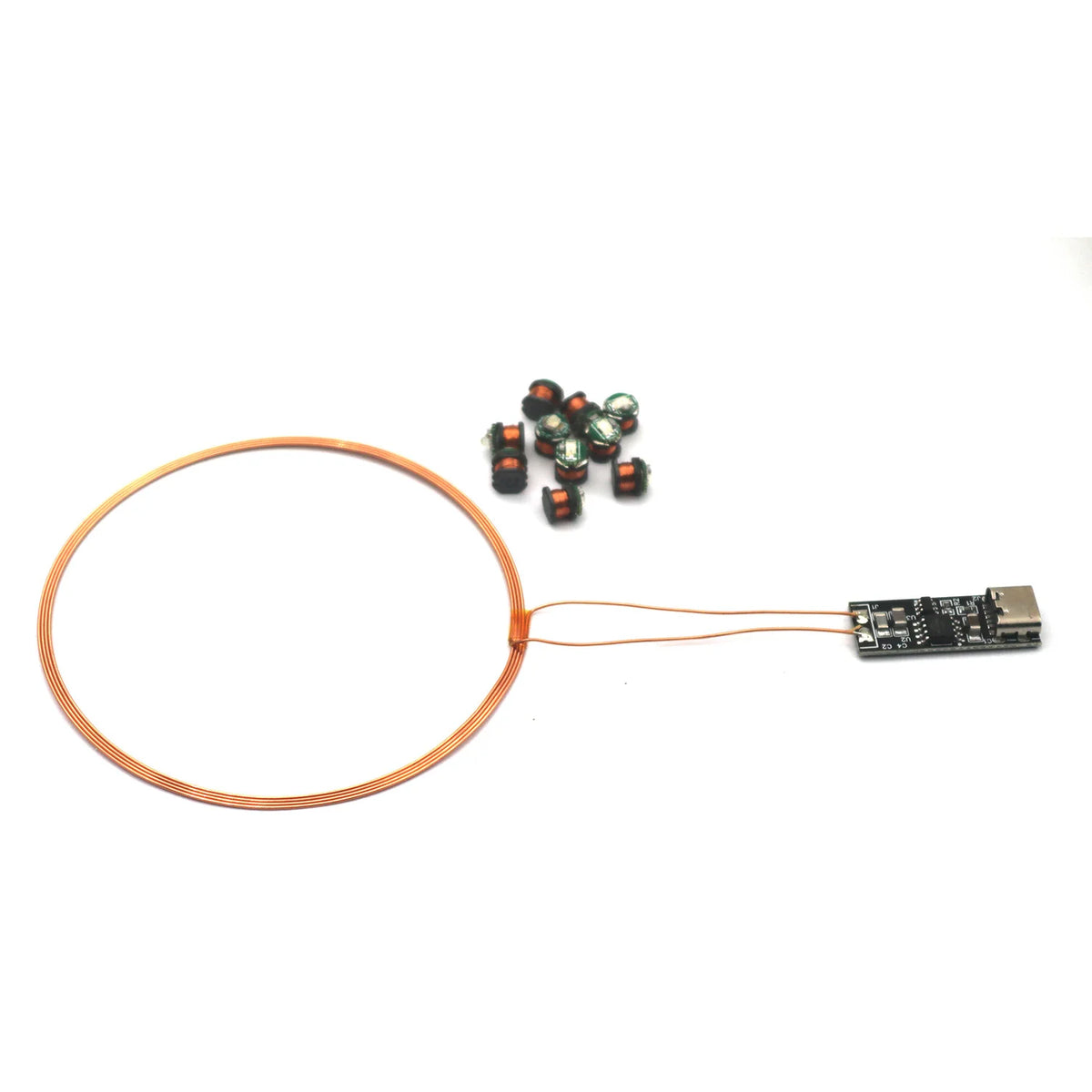 70mm USB Wireless Power Supply Transmitter Coil Charging Module + 10pcs Wireless Led Receiver Lamp Lighting Light Toy Mode