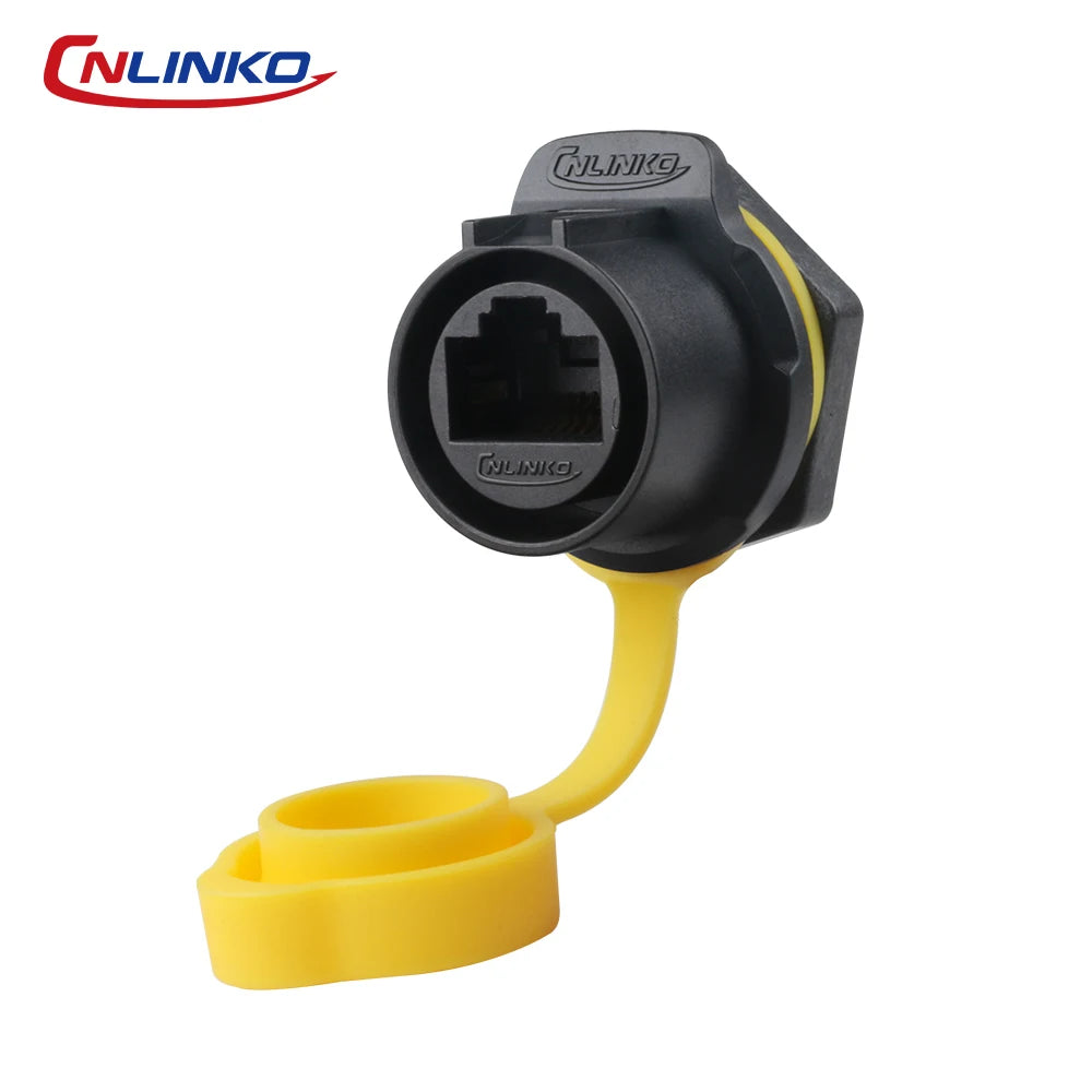 CNLINKO LP20 PBT Plastic IP68 Waterproof RJ45 Cable Signal Connector CAT6 Panel Mount Socket Plug Network Ethernet Interface