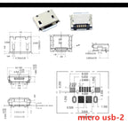 20pcs Micro USB 5 Pin SMT Socket Connector Type B Female Placement DIP SMD USB Charging Adapter Connectors Plug