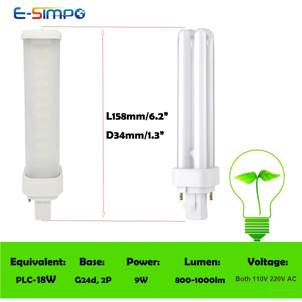 1pc G24d 2P GX24Q 4P 7W 9W 11W 2U CFL PLC 13W 18W 26W LED Replacement Horizontal Retrofit PL Plug Lamp,Ballast Removal Required