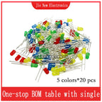 3mm 5mm LED Diode Assorted Kit White Green Red Blue Yellow Orange F3 F5 Leds Light Emitting Diodes Electronic Kit