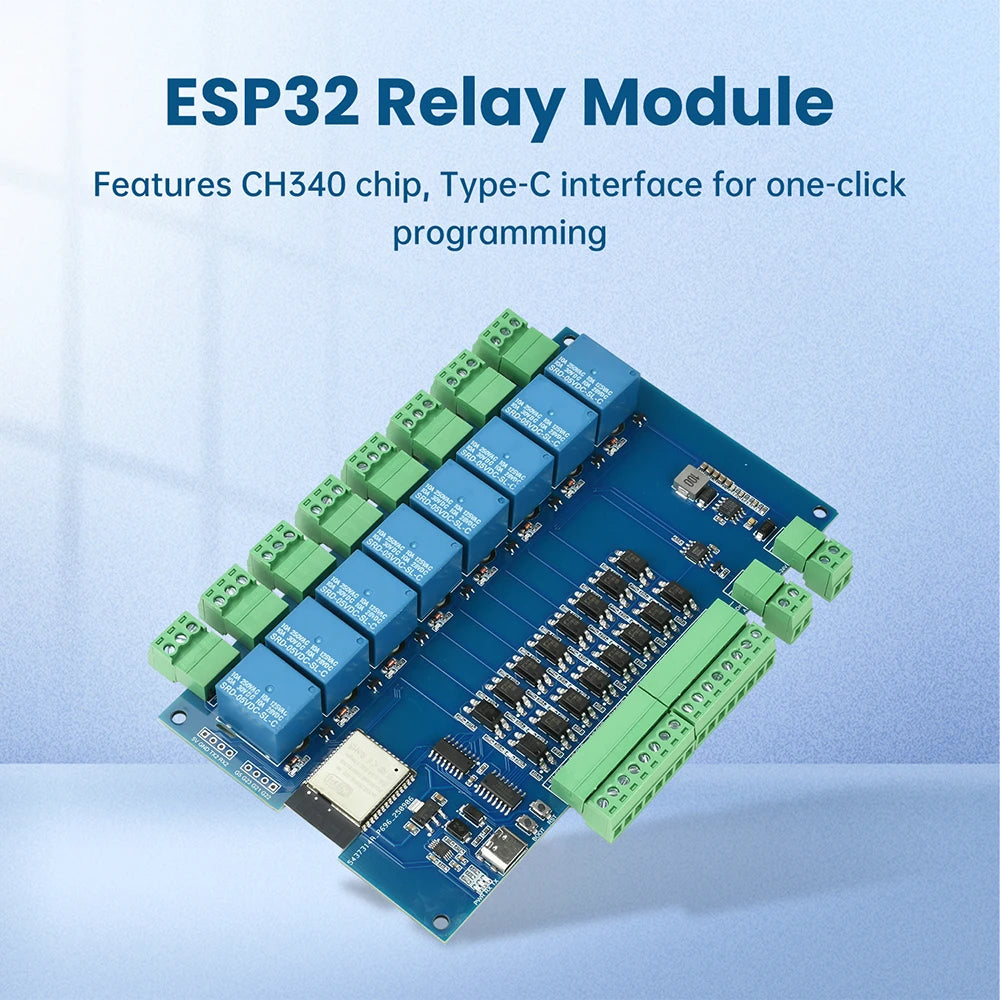 ESP32 RS485 Modbus Wifi Bluetooth Relay Optocoupler Isolation Module Tyep C 4/8 Channel Relay Module DC 9-24V