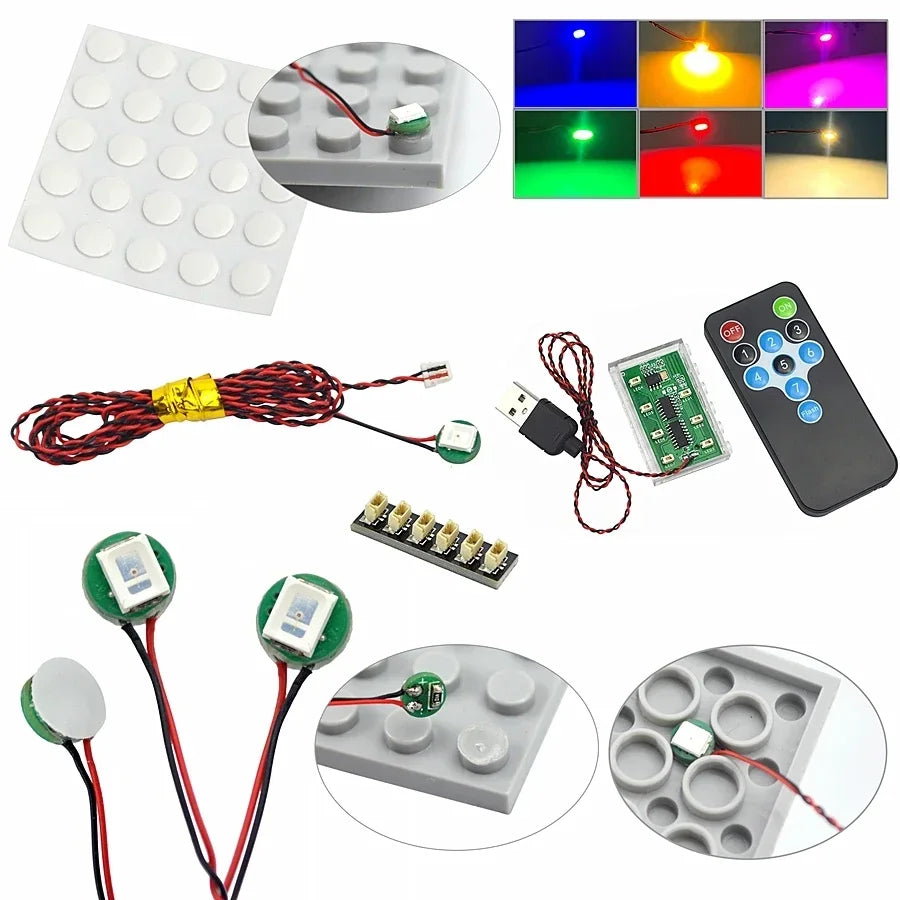 Flash Lamp City Street Light Bricks DIY 0.8mm Pin 1x1 1x2 1x4 Length 50cm SMD LED 2835  Remote Control Building Block
