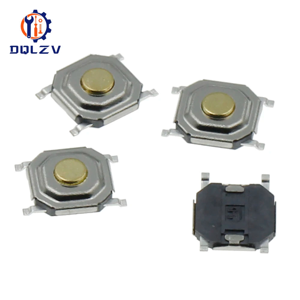 12V 5.2*5.2*1.5mm 12V 0.5A 4 Pin SMT Push Button Switch Metal Tactile Micro Tact Touch Switch Copper Interruptor 4x4x1.5