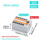 1PCS Wire Electrical Connectors PTFIX 2.5mm Wire Merging And Branching Device Push-in Terminal Block Connector Mount On Din Rail