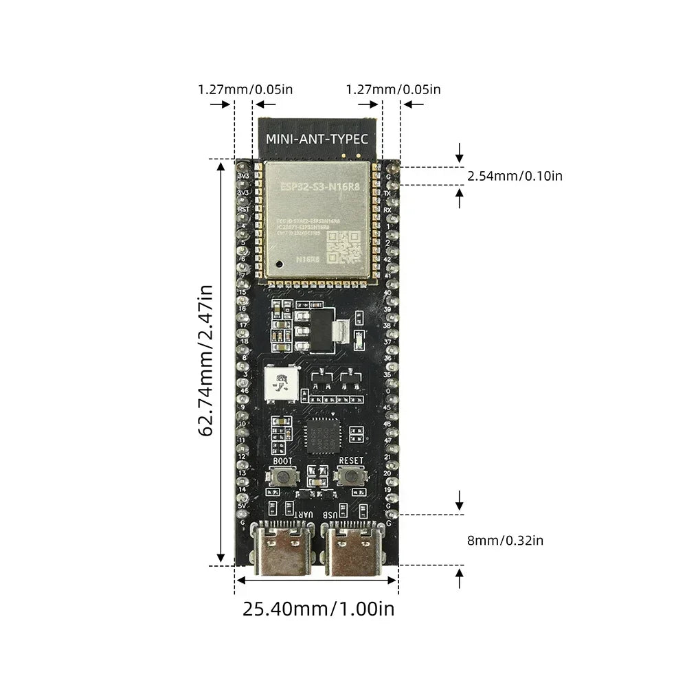 ESP32 S3 DvKitC 1 WiFi BT Development Board Module Cp2102 Onboard Esp32 S3 N16R8 Module 44Pin Type C