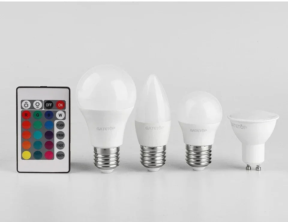 1-10PCS Smart RGBW LED Bulb Spotlight E27 E14 B22 GU10 6W 10W with Infrared Remote Control Suitable for Colorful Home Lighting