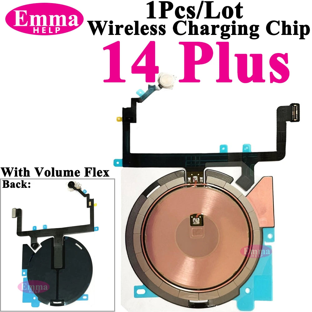 Wireless Charging Coil NFC + Power Volume Flex Cable for iPhone 14 14 Plus 15 15 Pro Max 16 – WPC Charging Antenna