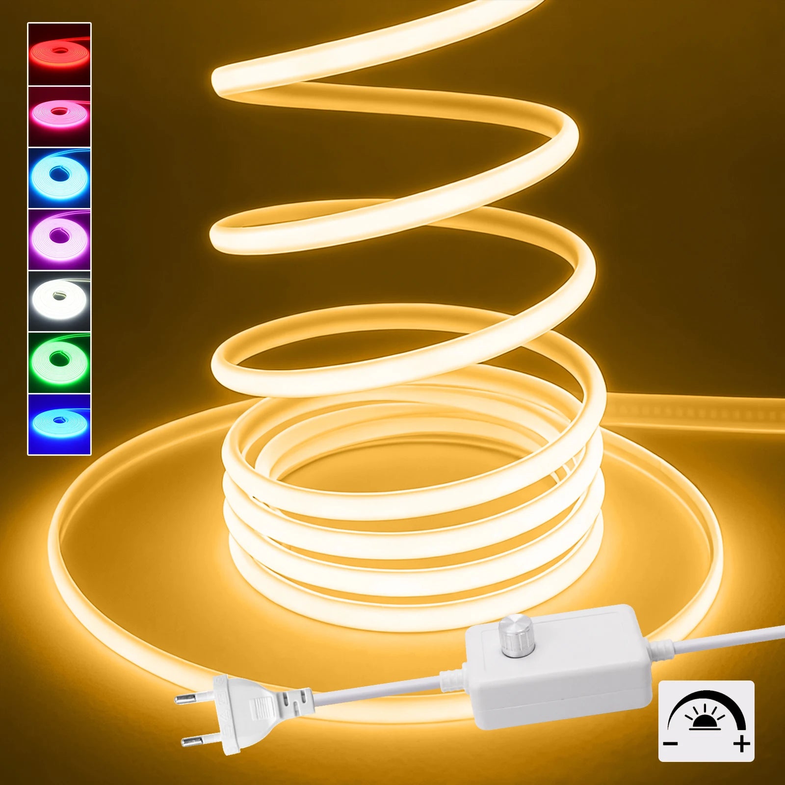 Dimmerable 220V COB Strip Red/Ice Blue/Pink/Yellow/Green/Pink/White 3000K 4000K 6000K Waterproof Flexible Ribbon LED Neon Light