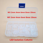 200Pcs Plastic LED Hollow Spacer Standoffs M3 M5 Round Nylon Isolation Washers (2/4/6/8/10mm)
