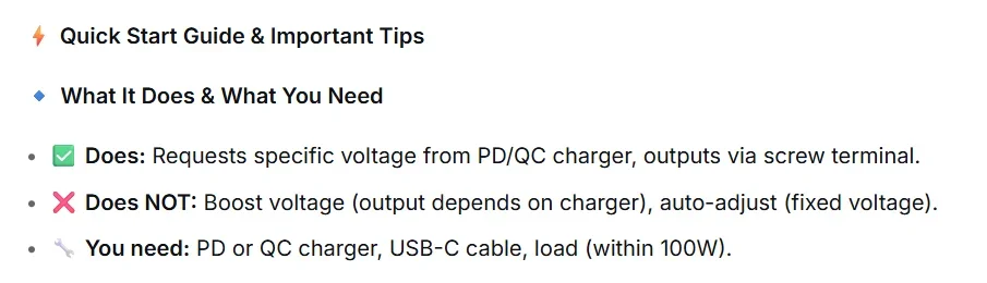USB-C PD QC Decoy Trigger Board 5V-20V Fast Charging Test Module DIP Switch Adjustable 100W for Power Supply LED Strip Camera