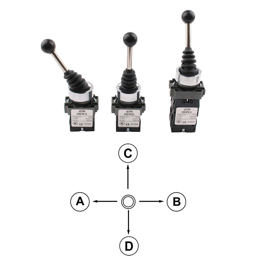 2NO 2 Position Latch XD2-PA12 PA14 Rocker Joystick Controller Spring Return Rotary Cross Switches Reset PA22 PA24 4NO 4Position