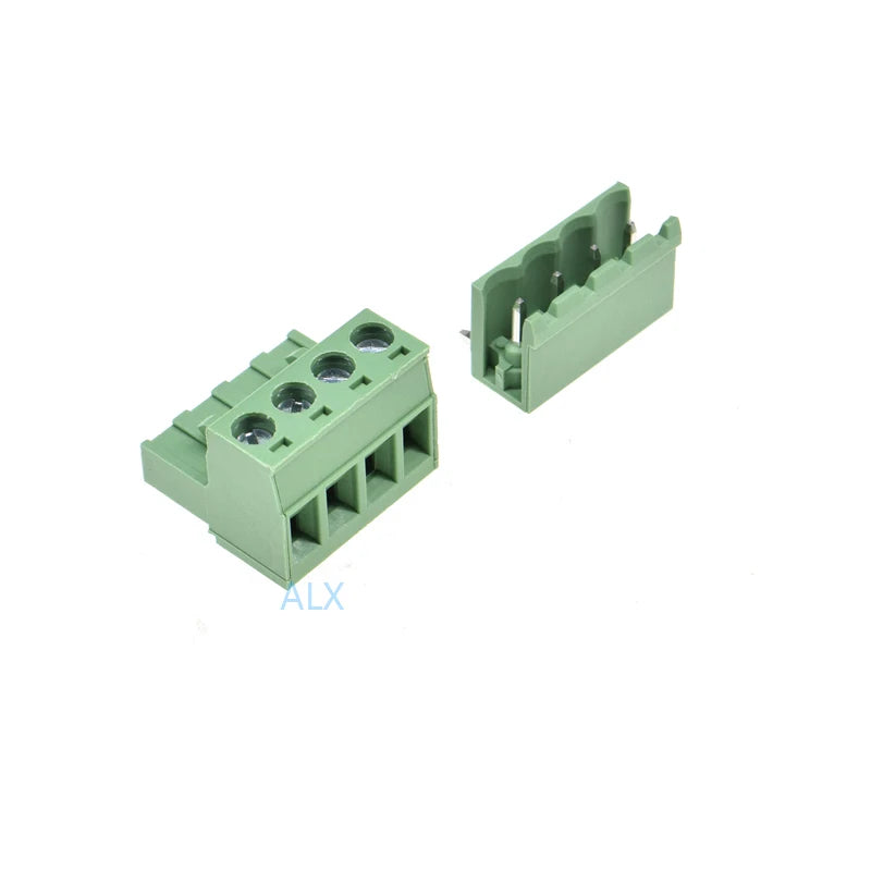 10SETS 2EDG 4pin 5.08MM pitch RIGHT ANGLE pluggable screw terminal block 5.08 4 pin PLUG TYPE pcb connector PLUG + SOCKET 300v