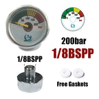 Mini 200bar 350bar Manometer Gauge 1inch 1/8NPT, 1/8BSPP, M10*1, M8*1 High Pressure Hand Pump Diving Mountaineering