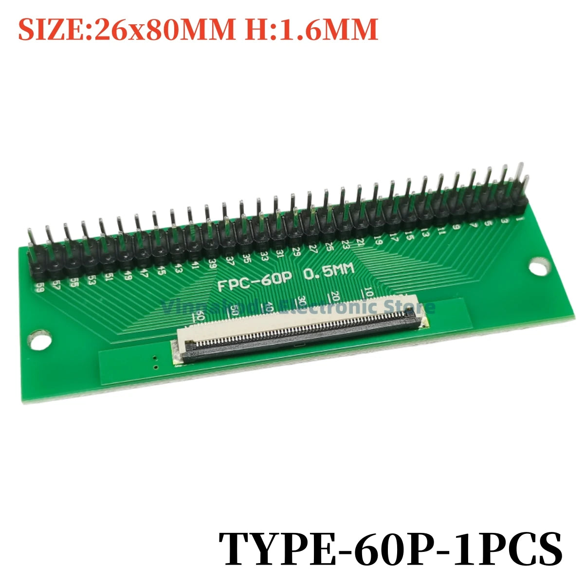1PCS FFC/FPC Conversion Board 0.5mm Connector to 2.54MM Double Row Bent Pins 4/10/14/15/16/22/26/30/32/36/42/45/60/64/68/80/96P
