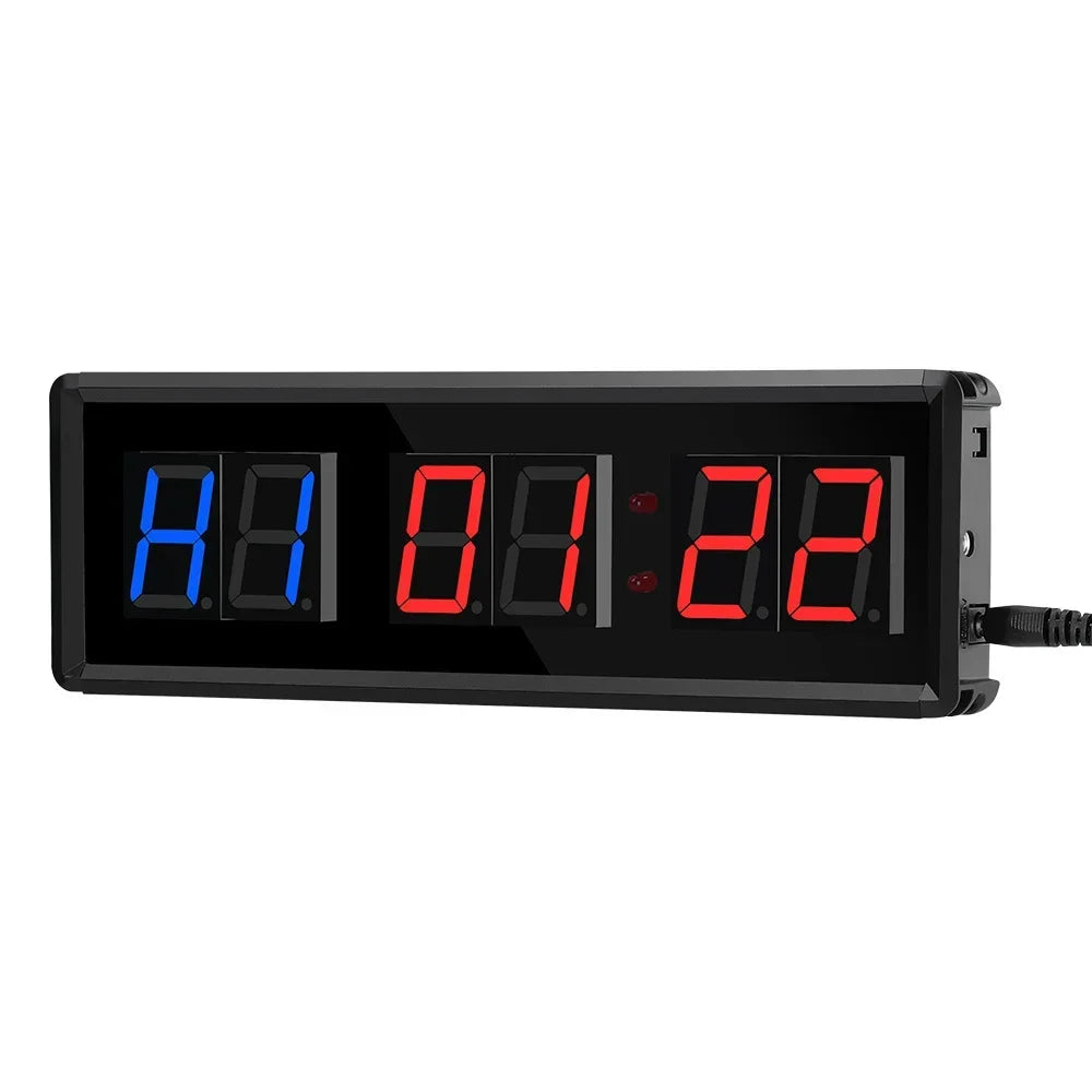 Seesii Timer 1.5" Digital Countdown Clock Stopwatch With Remote LED Interval Timer Clock For Home Gym Fitness Crossfit Equipment