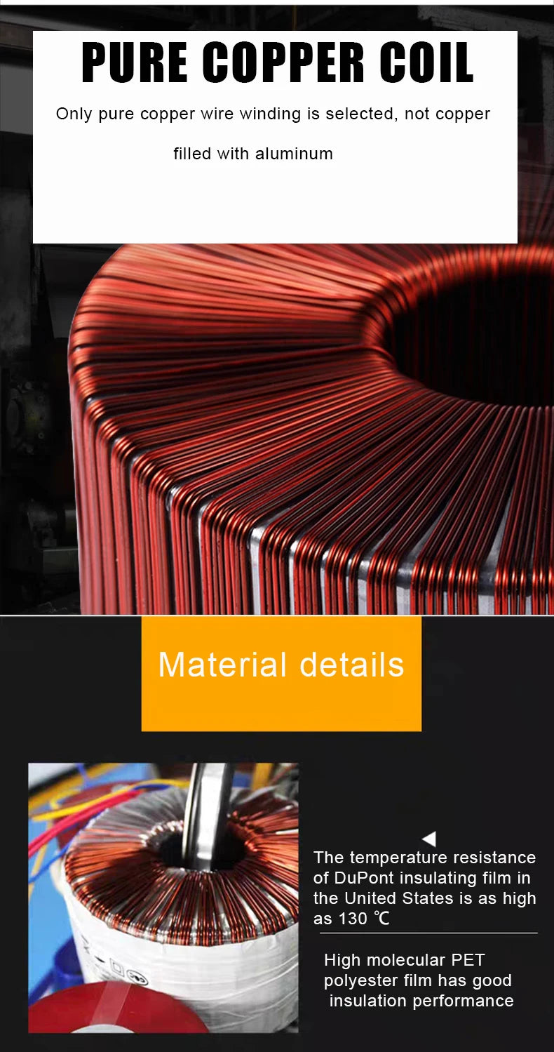 Toroidal Power Transformer, 12V/36V/220V, 10-10000W Step-Up/Step-Down Transformer, Audio Amplifier, Parameters Can Be Customized