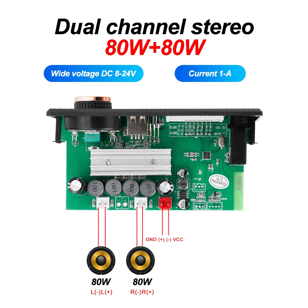 200W DIY Home Digital Amplifier MP3 Decoder Board 100W Audio Power Bluetooth 5.3 FM For Music Subwoofer Speakers Volume Control