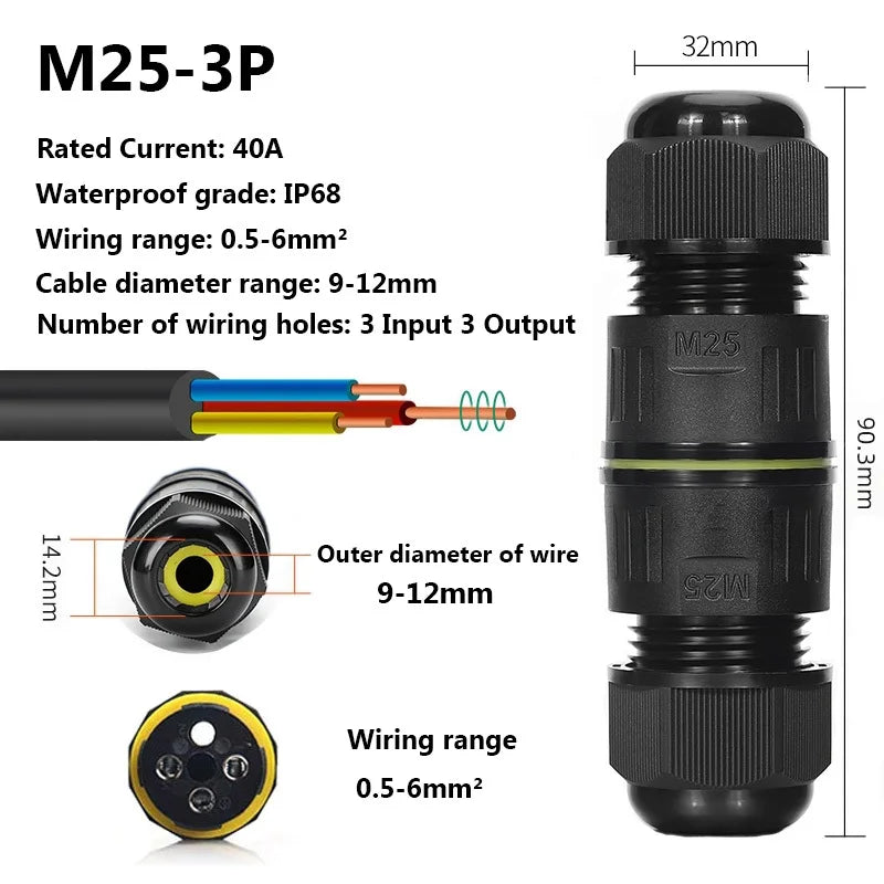 IP68 Waterproof Joint Wire Quick Connection Connector 2 3 4 Pin Solderless LED Lamp Electric Wiring Outdoor Rainproof Terminal