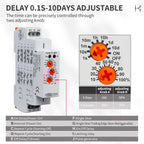 TOMZN 10IN1 Multi-function Time Relay Delay Interval Repeat Cycle Single Shot Latching Relay Pulse Generator AC230V 16A 18mm