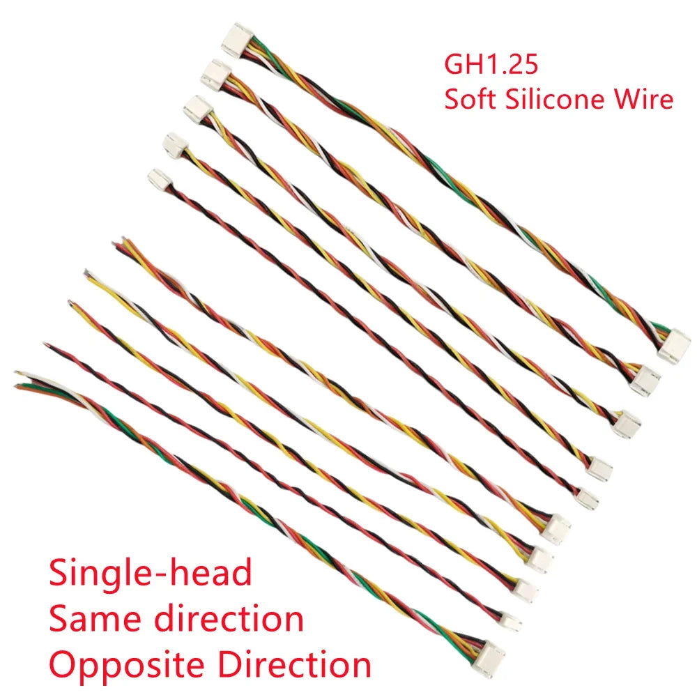 5pcs GH1.25 2P/3P/4P/5P-10 Pin JST GH 1.25 Single Double Head Connector with 150mm Soft Silicone Cables for Pixhawk Pixhack GPS