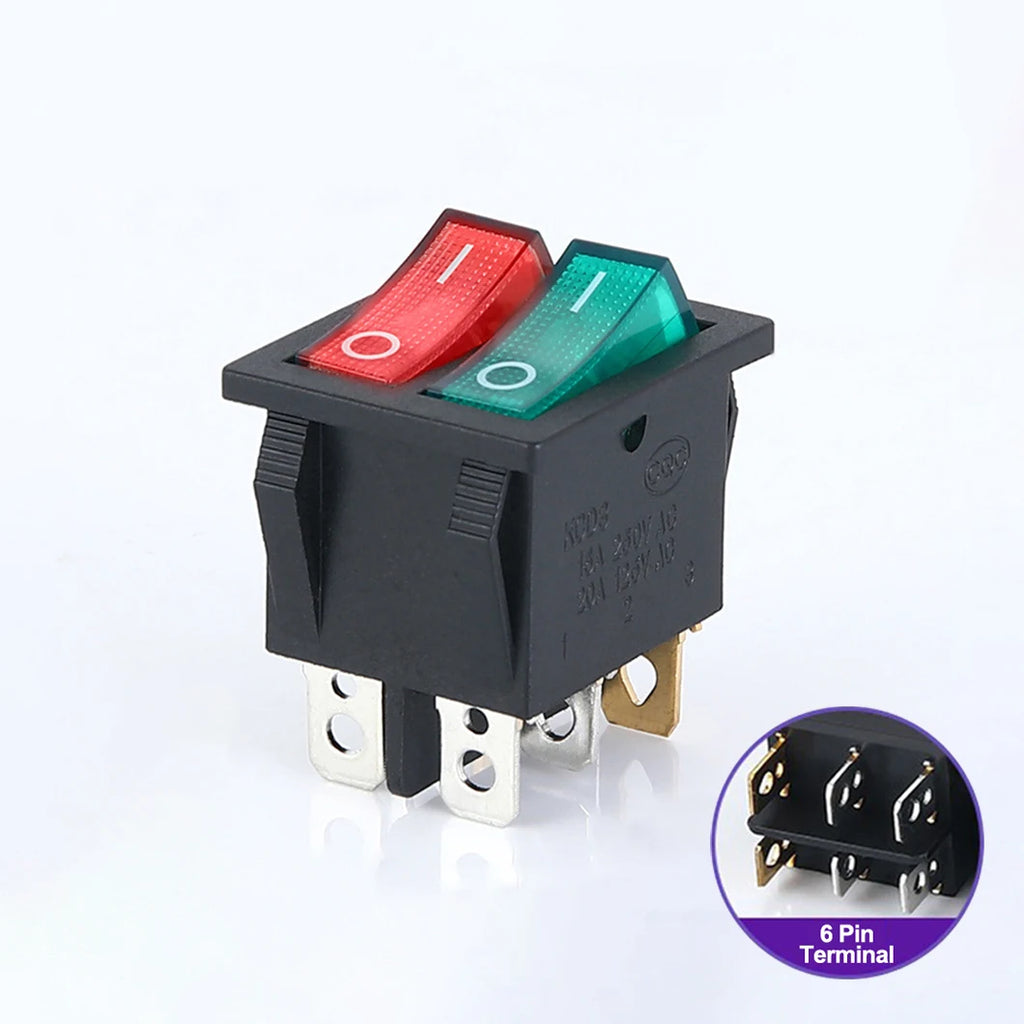 ABILKEEN 100PCS/Lot KCD2-2101N KCD2 Rocker Toggle Switch ON-OFF Latching Rocker Switch Dual Port Push Button AC250V 15A