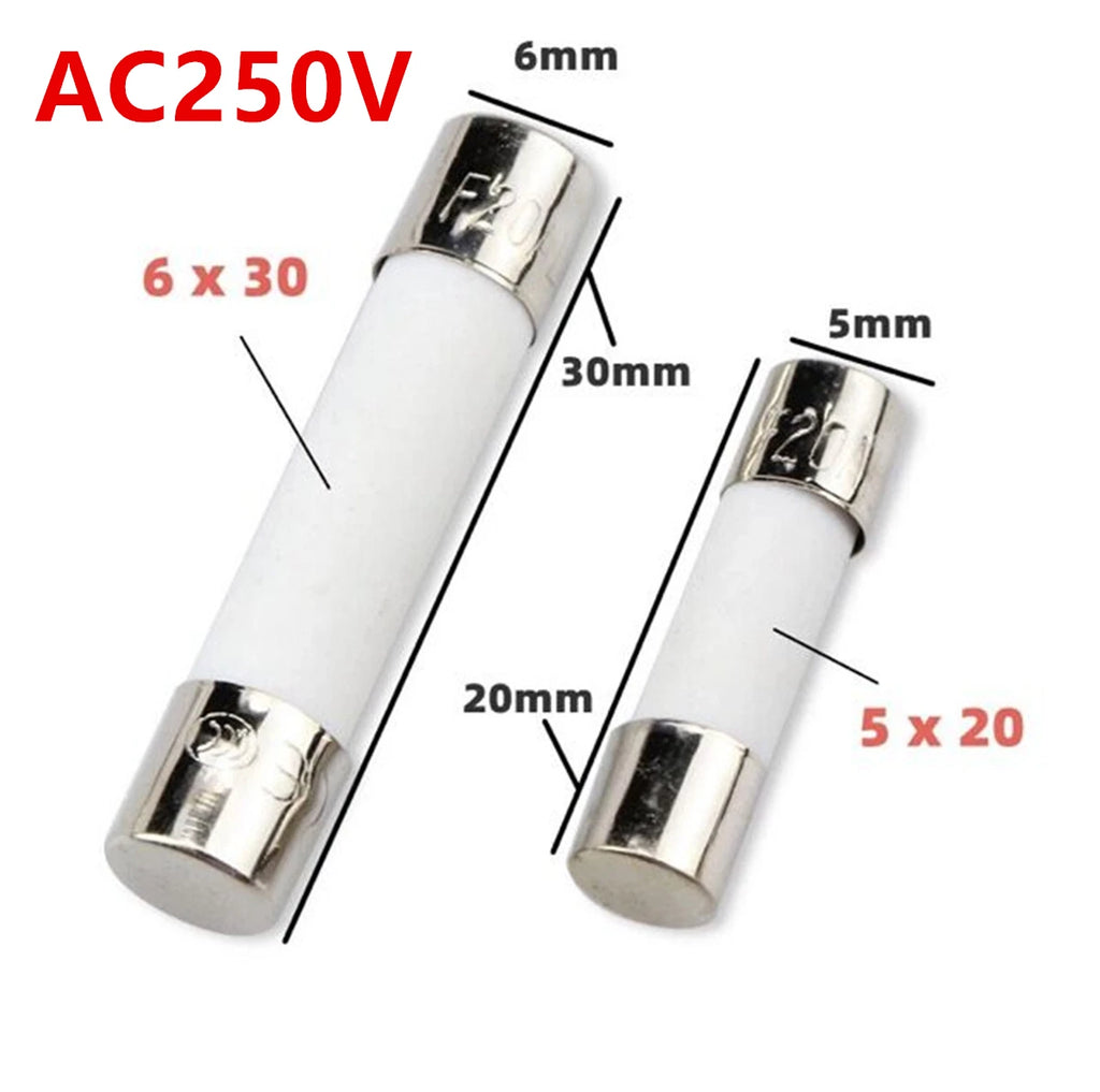 10pc/lot One Sell 5*20mm 6*30mm Fast Blow Tube Fuses mm 250V 100MA 200MA 300MA 8A 10A 12A 15A 20A 25A 30A  AMP Fuse Ceramic fuse