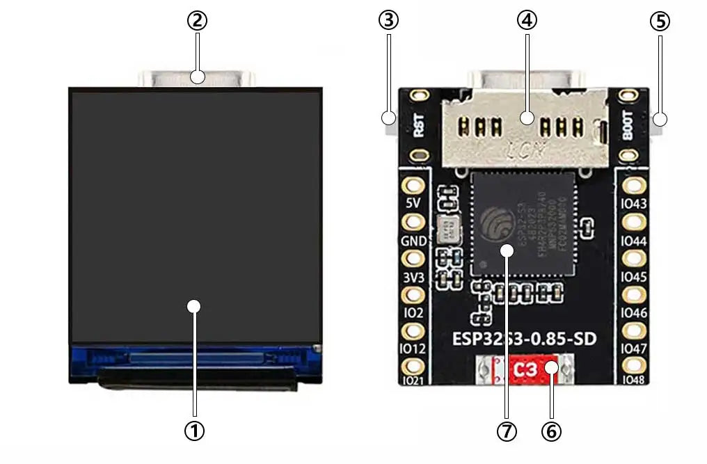 ESP32-S3 FH4R2 Development Board 0.85 Inch 128*128 LCD GC9107 LVGL WiFi BLE5 TF Card RGB LED Type-C For Arduino MicroPython