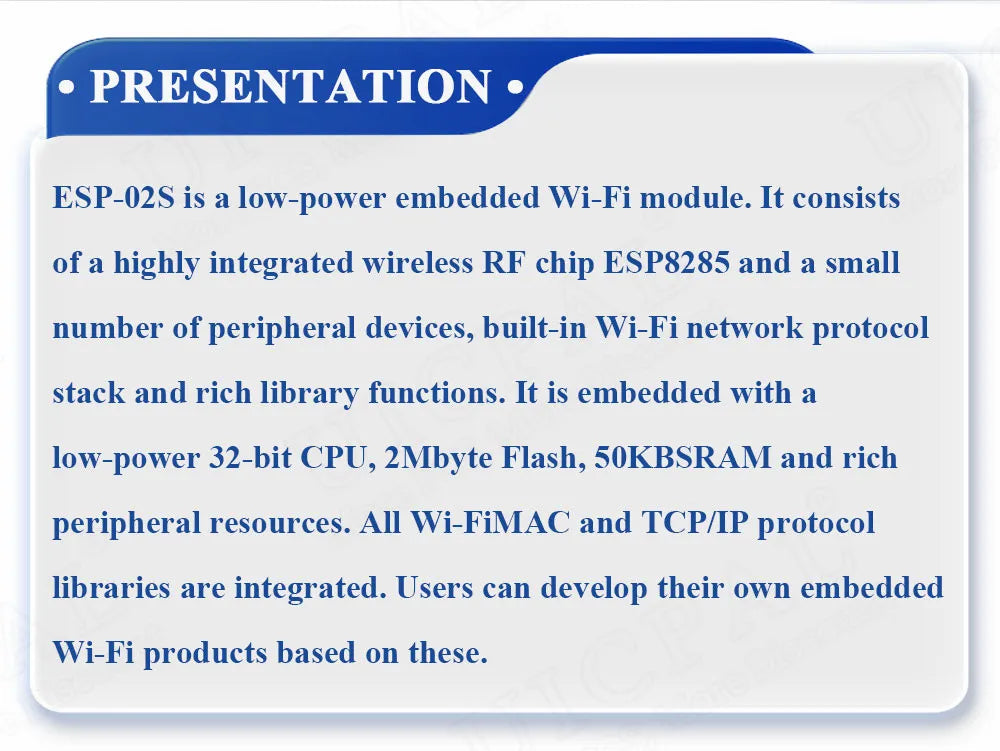 ESP-02S Serial Wireless 2.4G Wifi Module Transceiver for Smart Home Industrial IoT 1Mbit Compatible ESP8266 ESP 02S