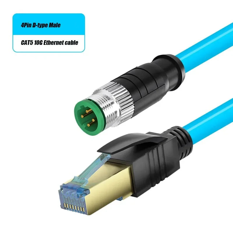 Waterproof M12 to RJ45 Network Line ip67 CAT7/CAT6A RJ45 to 4Pin 8Pin A/D/X Type Encoded Connector Cable Double Shielded Wire