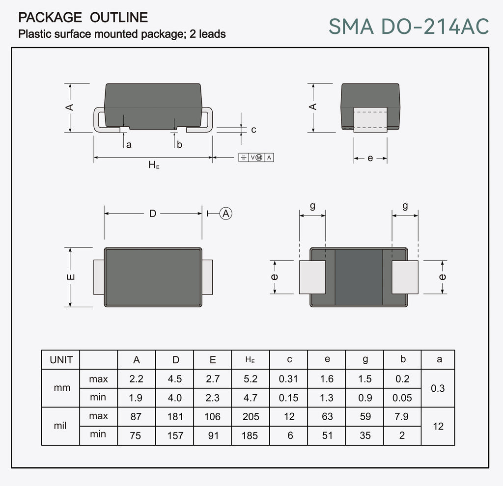 Super Fast Recovery Rectifier Diode ES1D ES1G ES1J ES2D ES2J ES2G ES3D ES3G ES3J ES5D ES5G ES5J SOD-123FL SMA SMB SMC DO-214