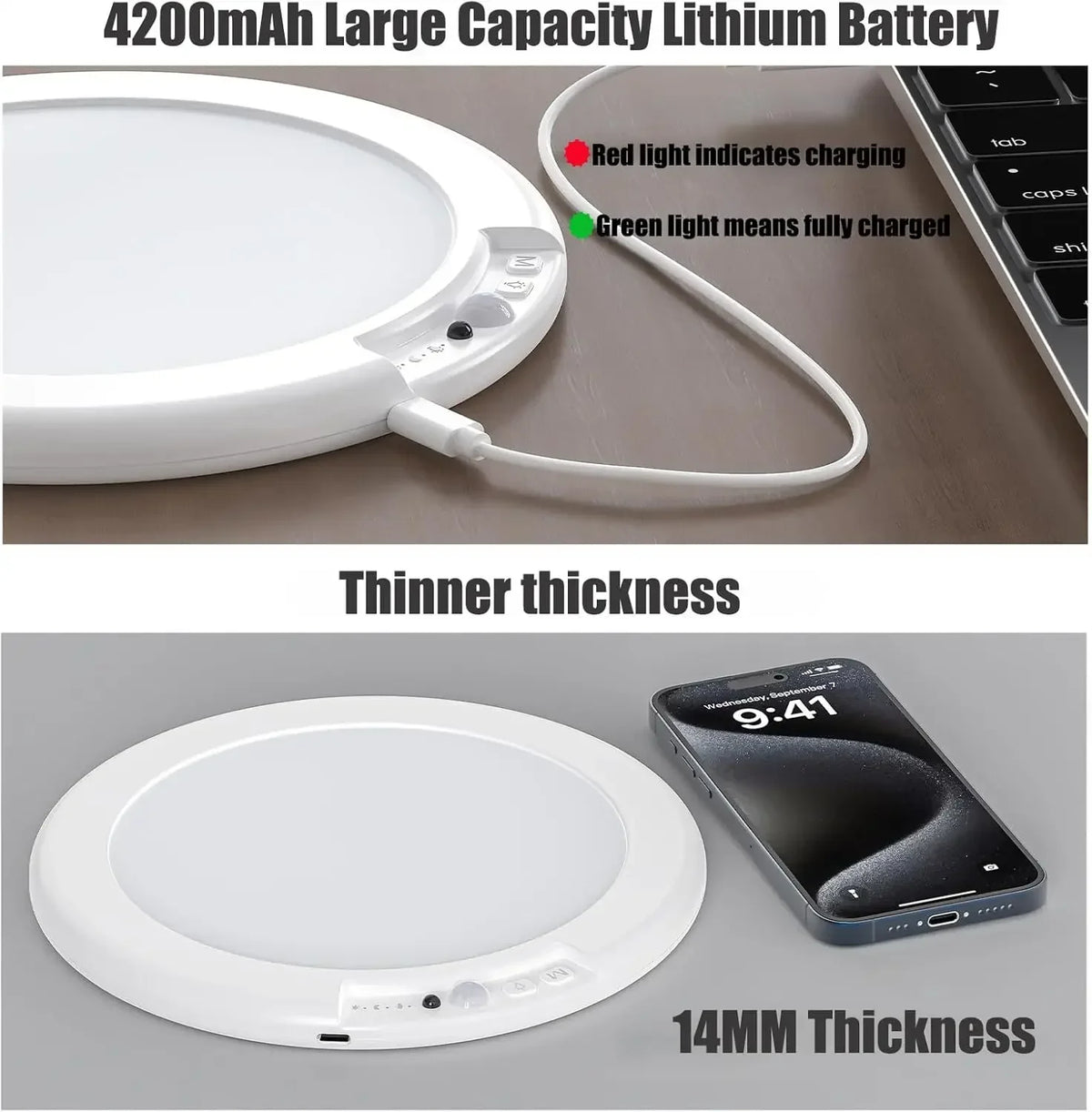 Magnetic Rechargeable Closet Light, Motion Sensor Wall Ceiling Lamp USB-C, Remote Control for Hallway Kitchen Stairs