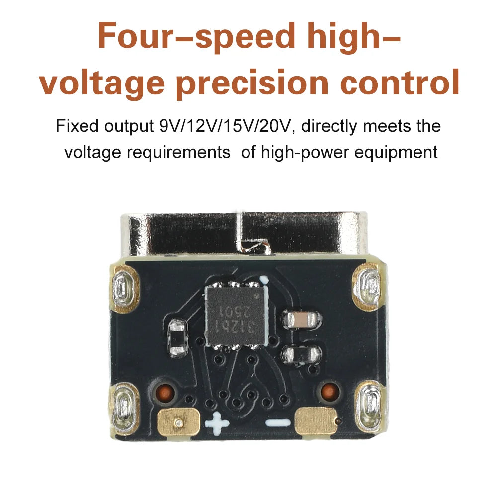 PD3.0 PD3.1 QC2.0 Mini PD to DC Deceiver Fast Charging Module DC 9V/12V/15V/20V Fixed Voltage Output Voltage Trigger Type C