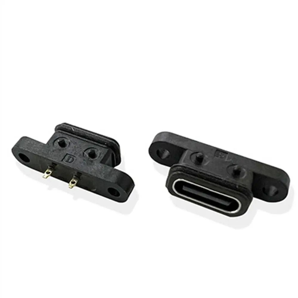 Type-C TYPE C 2Pin Female USB C Socket 2P Waterproof Waterproof Female Plug Port With Screw Hole 180 Degree USB Connector