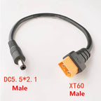 High Quality 1.5 square XT60 to DC5.5*2.1 / DC 5.5*2.5 Extension Cable  Remote controlled aircraft Power Connection Wire