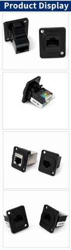 D Type RJ45 CAT5E CAT6 CAT6A CAT7 Panel Mount Feed Through Connector Shielded Ethernet Socket for Rack Cabinet Wall Plate 8P8C