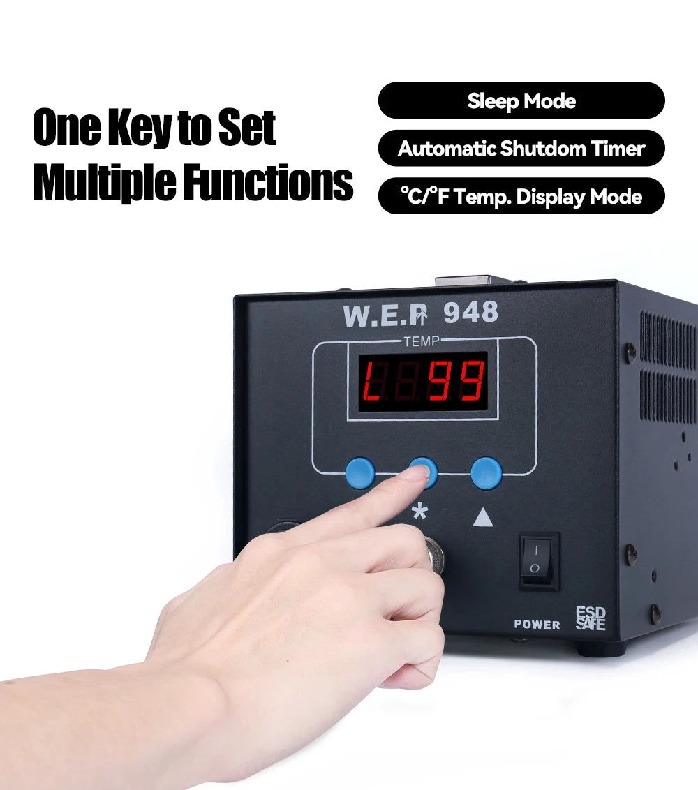 WEP 948D-III 2-IN-1 ESD Safe Desoldering Station With Fast-Heating Desoldering Gun And Soldering Iron High Power WEP 948 Station