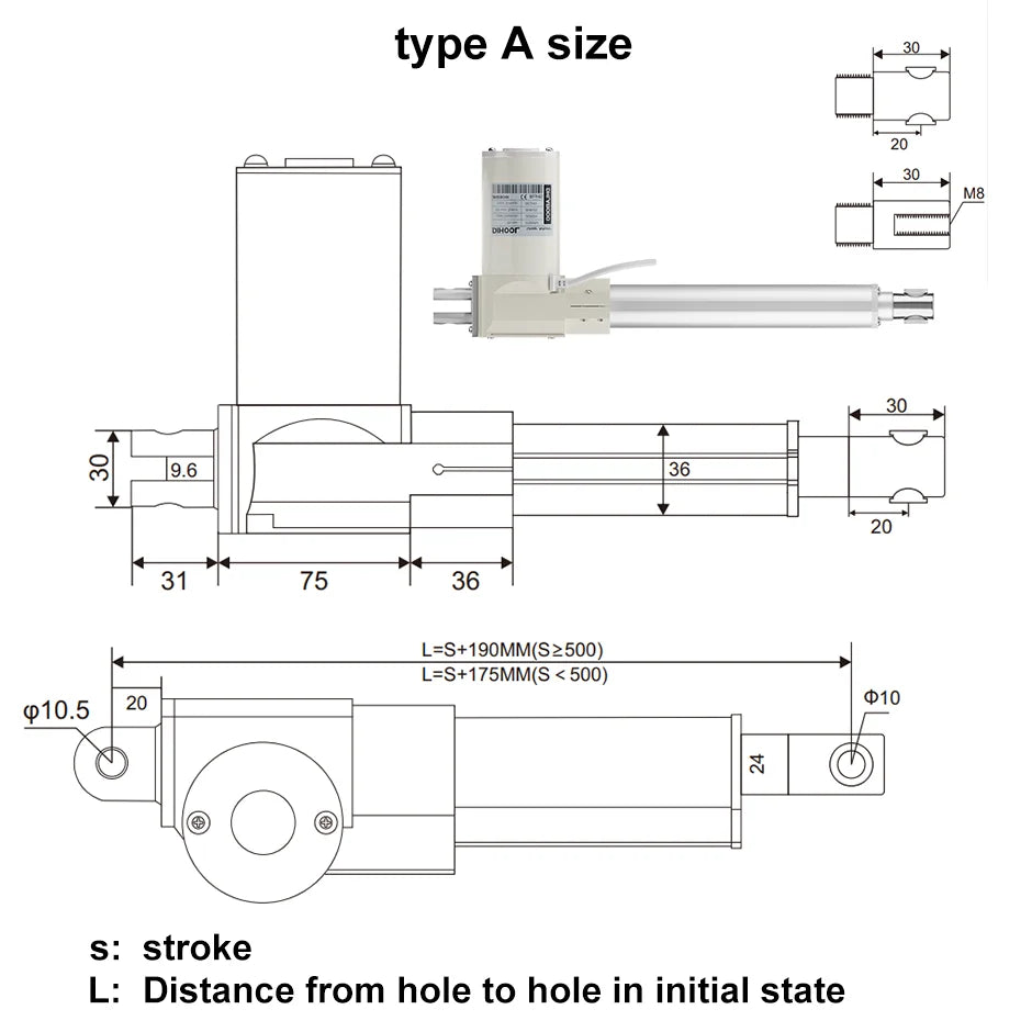 Electric Linear Actuator 24V With Hall Sensor 4PCS SYNC Control KIT MAX 8000N 100MM 200MM 300mm  500mm 1000mm Stroke