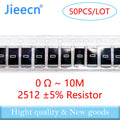 Jieecn 50pcs 2512 J 5% SMD Resistor 0R-10M 1W 0 1 10 100 150 220 330 ohm 1K 2.2K 4.7K 10K 100K 1R 10R 100R 150R 220R 6432