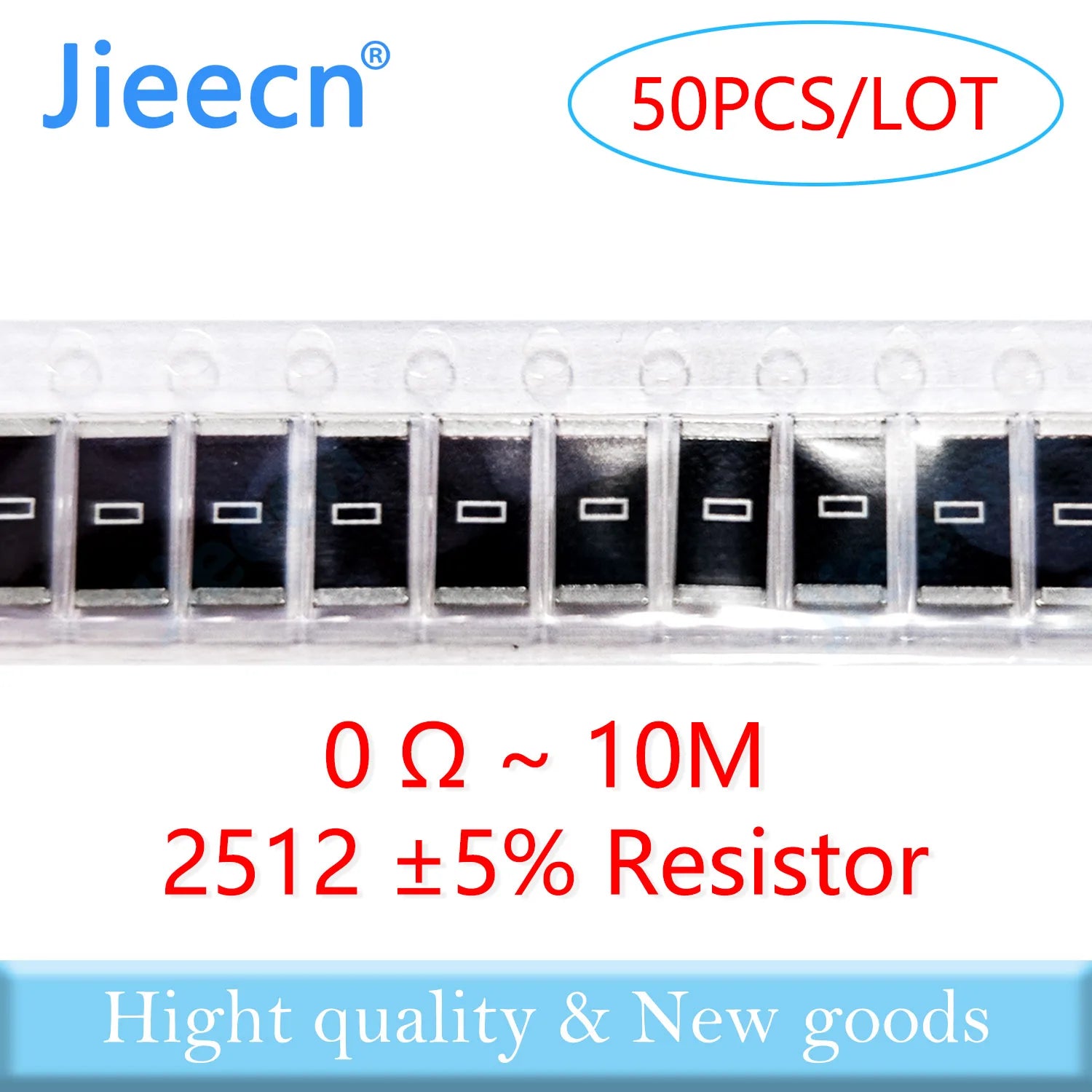 Jieecn 50pcs 2512 J 5% SMD Resistor 0R-10M 1W 0 1 10 100 150 220 330 ohm 1K 2.2K 4.7K 10K 100K 1R 10R 100R 150R 220R 6432