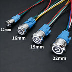 12mm 16mm 19mm 22mm Metal Switch Button Push With Wire Waterproof On Off Momentary/Latching Led Light Start Stop 5V 12V 24V 220V
