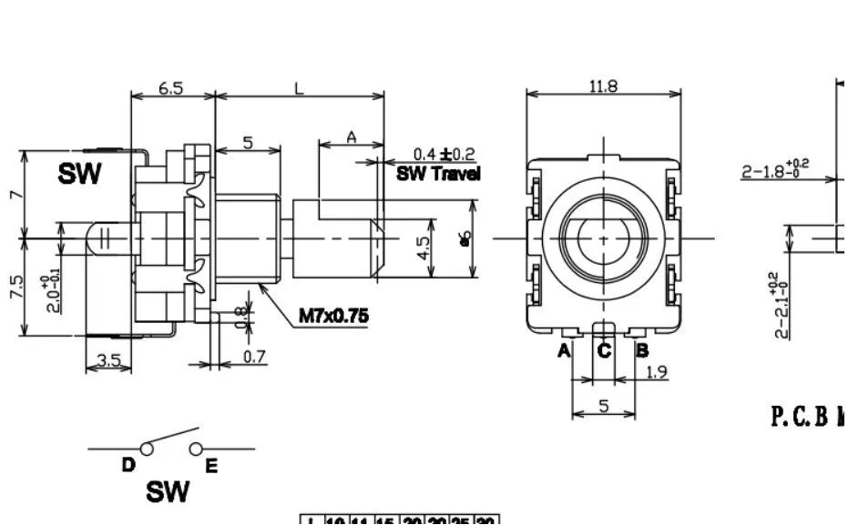 1-100PCS EC11 Rotary Encoder Switch 20 Positions 360 Degree 5Pin Push Button Shaft Length 15mm Plum Bossom Half Shaft
