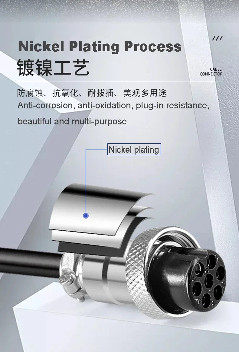 GX20 2 Female Plug To Male Dock Socket Electrical Aviation Connector 2 3 4 5 6 7 8 9 10 12 14 15Pin 1m 2m 3M Cable customizable