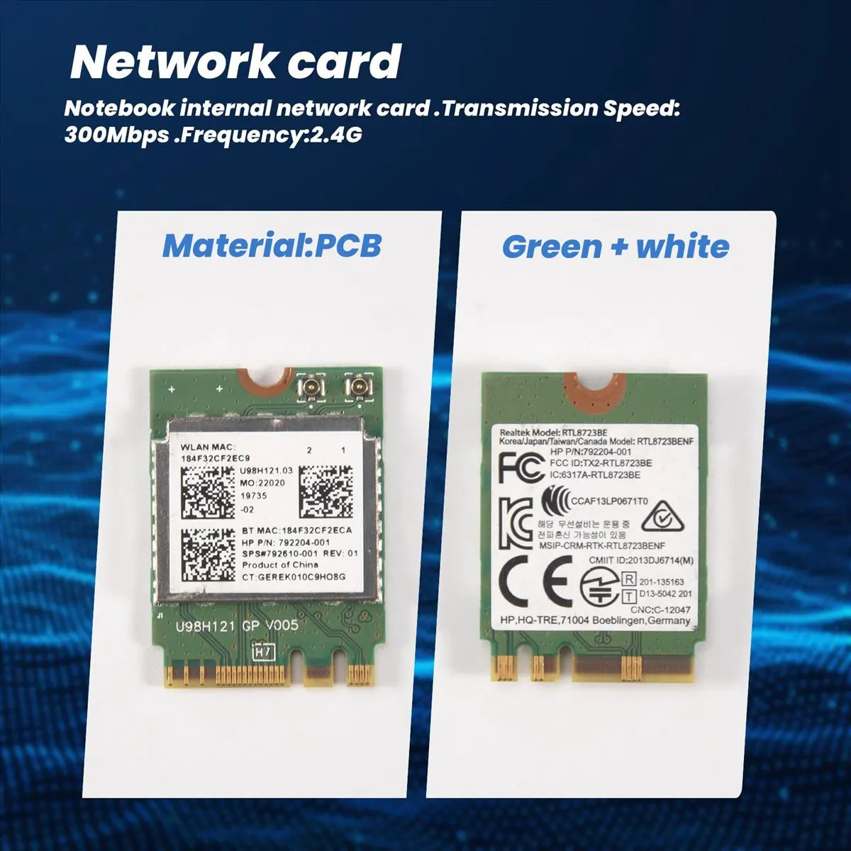 Wireless Adapter for Realtek RTL8723BE 802.11N WiFi Card Bluetooth 4.0 NGFF Card 843338-001 300Mbps